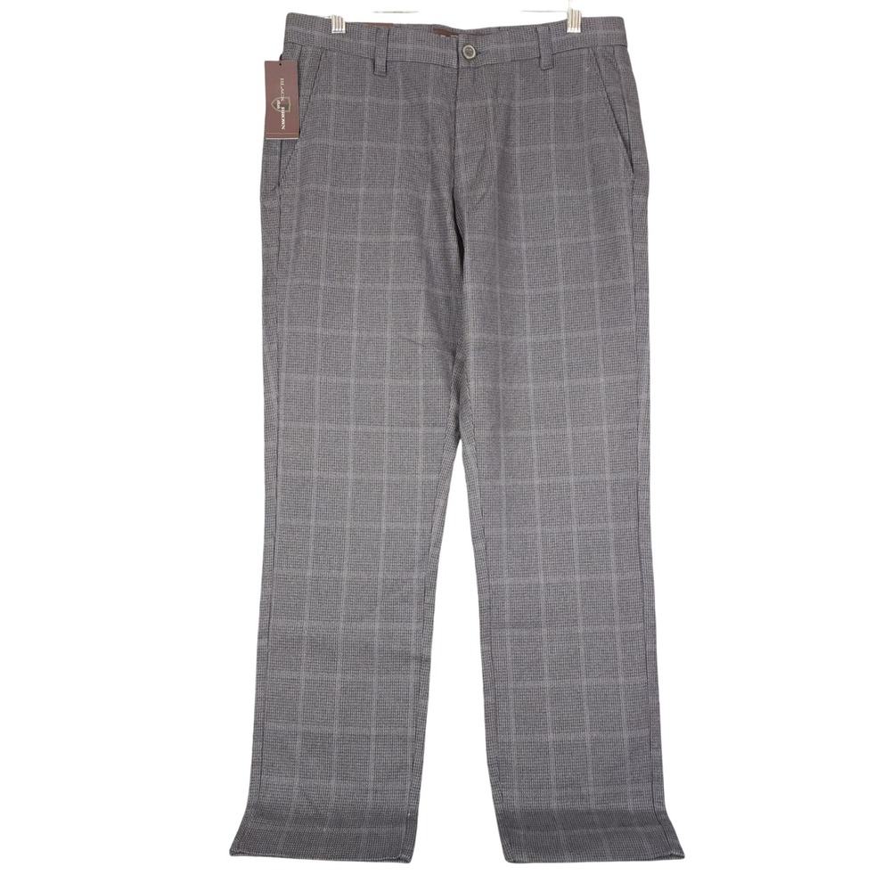 BLACK BROWN 1826 Men's Tailored Fit Plaid Dress Pants W32 L30 Wet Slate